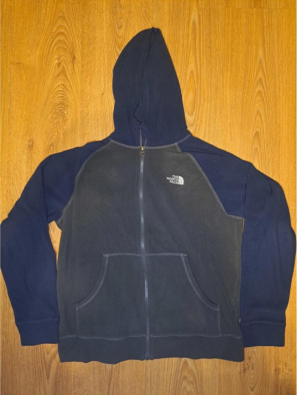 North Face Fleece Jacket Boys XL Gray Blue Full Zip Hoodie
